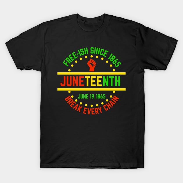 Juneteenth Break Every Chain Freeish Since 1865 T-Shirt by blackartmattersshop